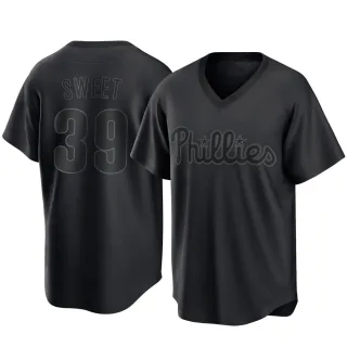 Men's Replica Black Devin Sweet Philadelphia Phillies Pitch Fashion Jersey