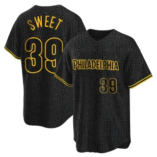 Men's Replica Black Devin Sweet Philadelphia Phillies Snake Skin City Jersey
