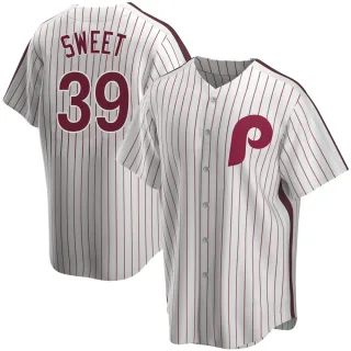 Men's Replica White Devin Sweet Philadelphia Phillies Home Cooperstown Collection Jersey