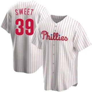 Men's Replica White Devin Sweet Philadelphia Phillies Home Jersey