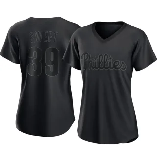 Women's Replica Black Devin Sweet Philadelphia Phillies Pitch Fashion Jersey