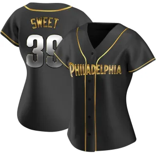 Women's Replica Black Golden Devin Sweet Philadelphia Phillies Alternate Jersey