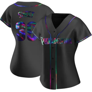 Women's Replica Black Holographic Devin Sweet Philadelphia Phillies Alternate Jersey
